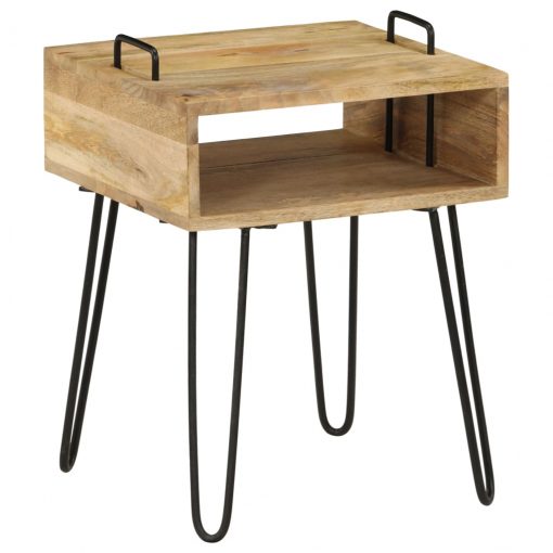 Mesa de cabeceira madeira de mangueira maciça 40x34x47 cm - Image 10