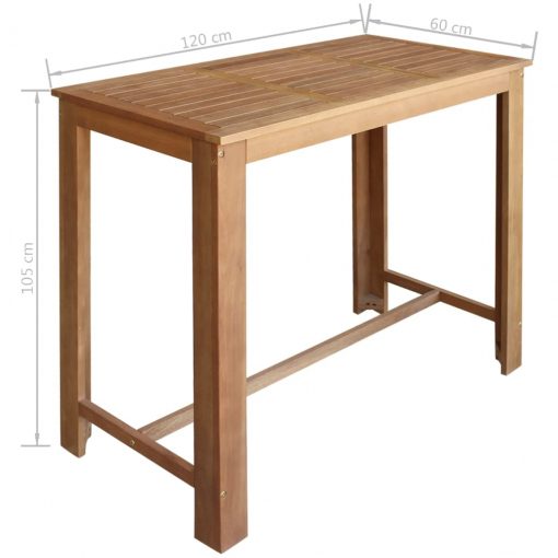 Mesa de bar em madeira de acácia maciça 120x60x105 cm - Image 6