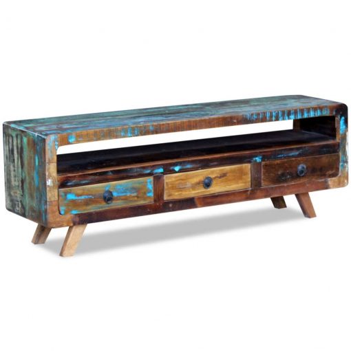 Móvel de TV com 3 gavetas, madeira reciclada sólida - Image 4