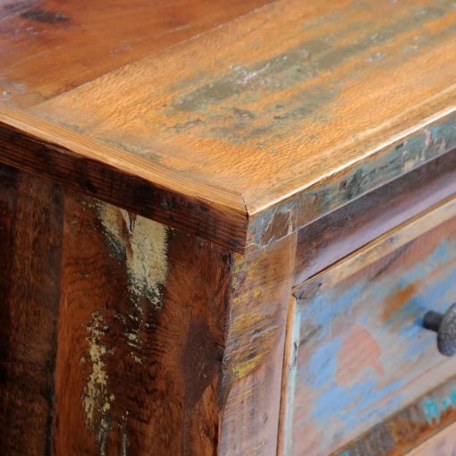 Mesa de cabeceira com 2 gavetas, madeira reciclada maciça - Image 3