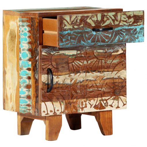 Mesa cabeceira esculpida à  mào 40x30x50 cm madeira recuperada - Image 6