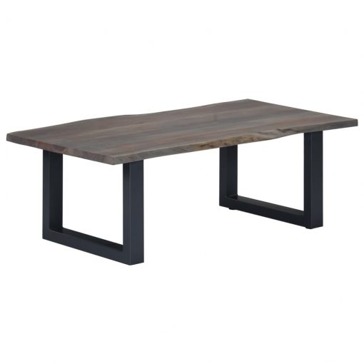 Mesa centro c/ arestas vivas 115x60x40cm acácia maciça cinzento - Image 7