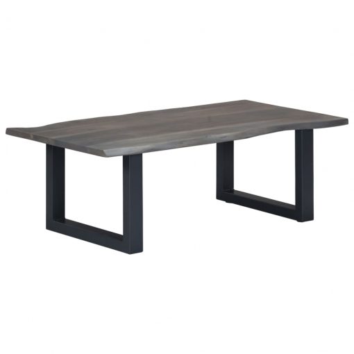 Mesa centro c/ arestas vivas 115x60x40cm acácia maciça cinzento - Image 8