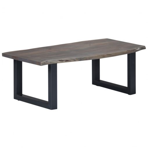 Mesa centro c/ arestas vivas 115x60x40cm acácia maciça cinzento - Image 9