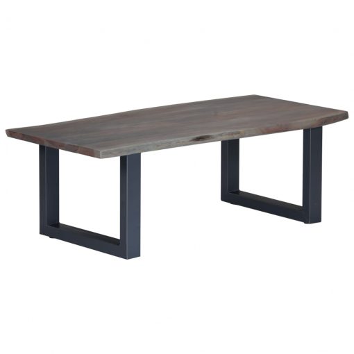 Mesa centro c/ arestas vivas 115x60x40cm acácia maciça cinzento - Image 10