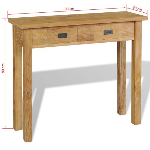 Mesa consola de teca maciça 90x30x80 cm - Image 7