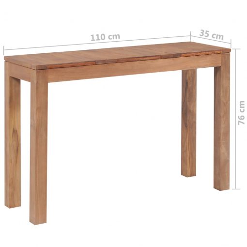 Mesa consola em teca maciça com acabamento natural 110x35x76 cm - Image 8