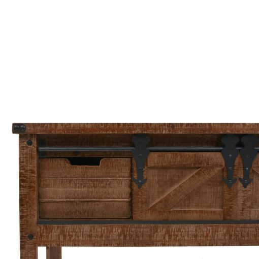 Mesa consola madeira de abeto maciça 131x35,5x75 cm castanho - Image 7