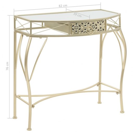 Mesa de apoio de estilo francês metal 82x39x76 cm dourado - Image 7