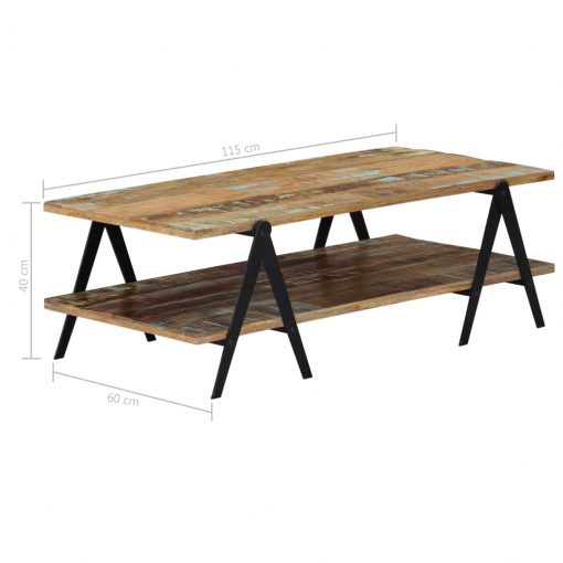 Mesa de centro 115x60x40 cm madeira recuperada maciça - Image 7