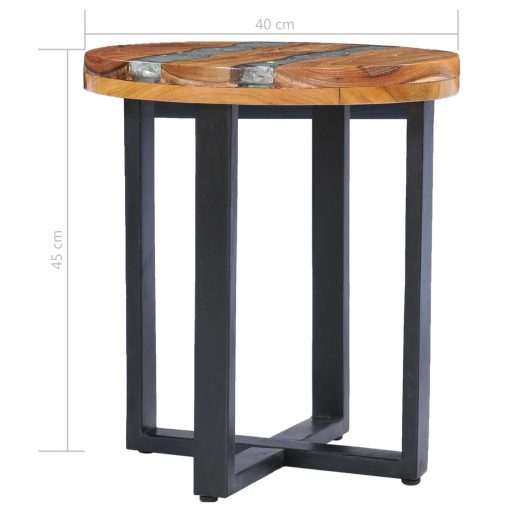 Mesa de centro 40x45 cm madeira de teca maciça e poliresina - Image 7