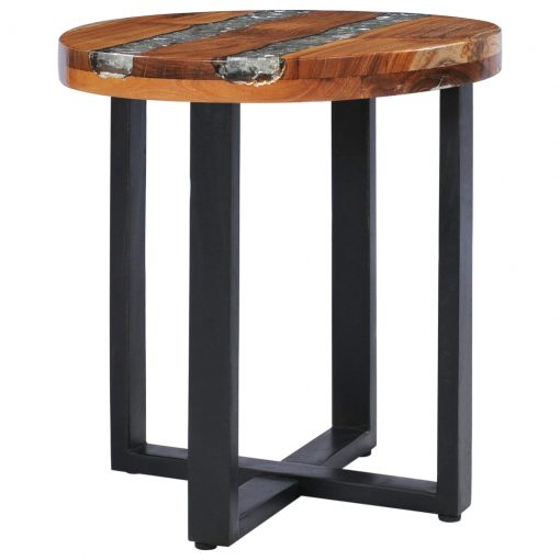 Mesa de centro 40x45 cm madeira de teca maciça e poliresina - Image 10