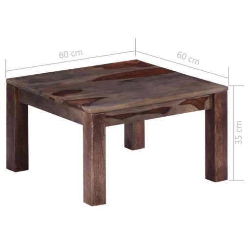 Mesa de centro 60x60x35 cm madeira de sheesham maciça cinzento - Image 7