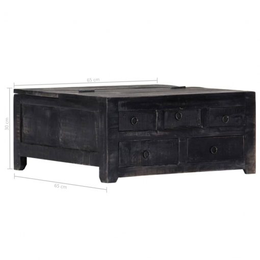 Mesa de centro 65x65x30 cm madeira de mangueira maciça preto - Image 10