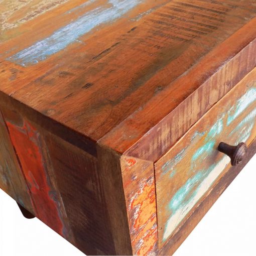 Mesa de centro com borda curva e 1 gaveta, madeira reciclada - Image 8