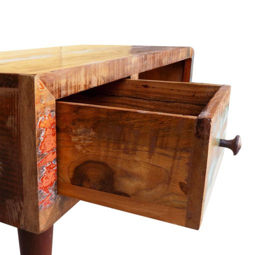 Mesa de centro com borda curva e 1 gaveta, madeira reciclada - Image 9