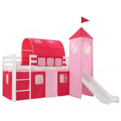 Estrutura de cama infantil c/ escorrega e escada pinho 97x208cm - Mobiliário para Crianças