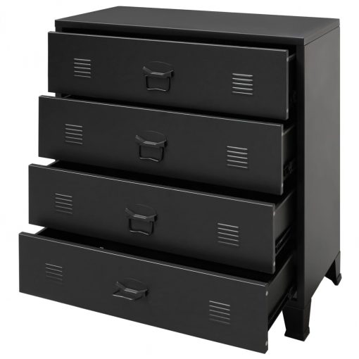 Armário de gavetas em metal estilo industrial 78x40x93 cm preto - Image 3