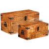Conjunto de 2 cofres armazenamento de madeira de mango - Baús