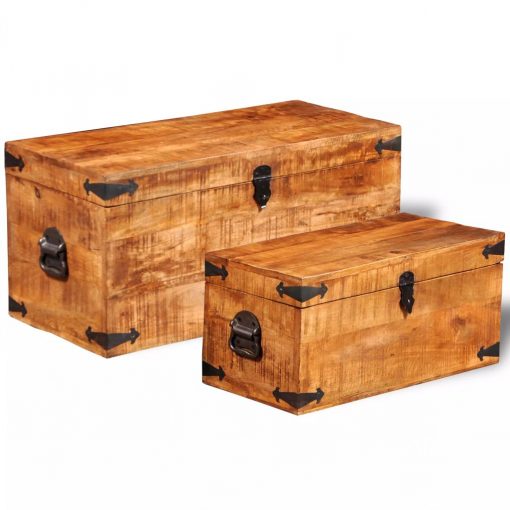 Conjunto de 2 cofres armazenamento de madeira de mango - Image 5