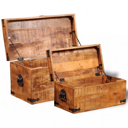 Conjunto de 2 cofres armazenamento de madeira de mango - Image 6