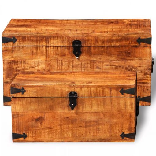 Conjunto de 2 cofres armazenamento de madeira de mango - Image 7