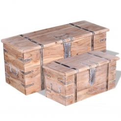 Conjunto de arcas de arrumação 2 pcs madeira maciça de acácia - Baús