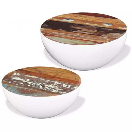 Conjunto mesa centro tipo tigela 2 pcs madeira maciça - Image 5