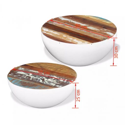 Conjunto mesa centro tipo tigela 2 pcs madeira maciça - Image 8