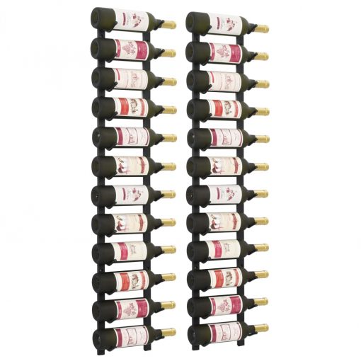 Garrafeiras de parede para 12 garrafas 2 pcs ferro preto - Garrafeiras