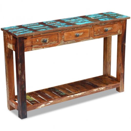 Mesa consola madeira reciclada sólida 120x30x76 cm - Mesas de Consola