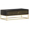 Mesa de centro 90x50x35 cm mangueira maciça preto e dourado