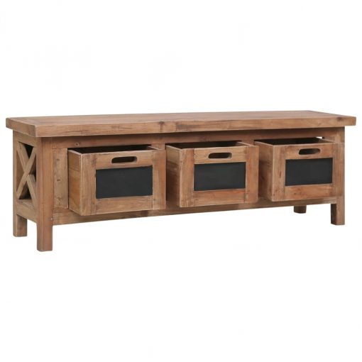 Móvel de TV com 3 gavetas 120x30x40 cm madeira de mogno maciça - Image 3