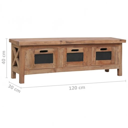 Móvel de TV com 3 gavetas 120x30x40 cm madeira de mogno maciça - Image 9