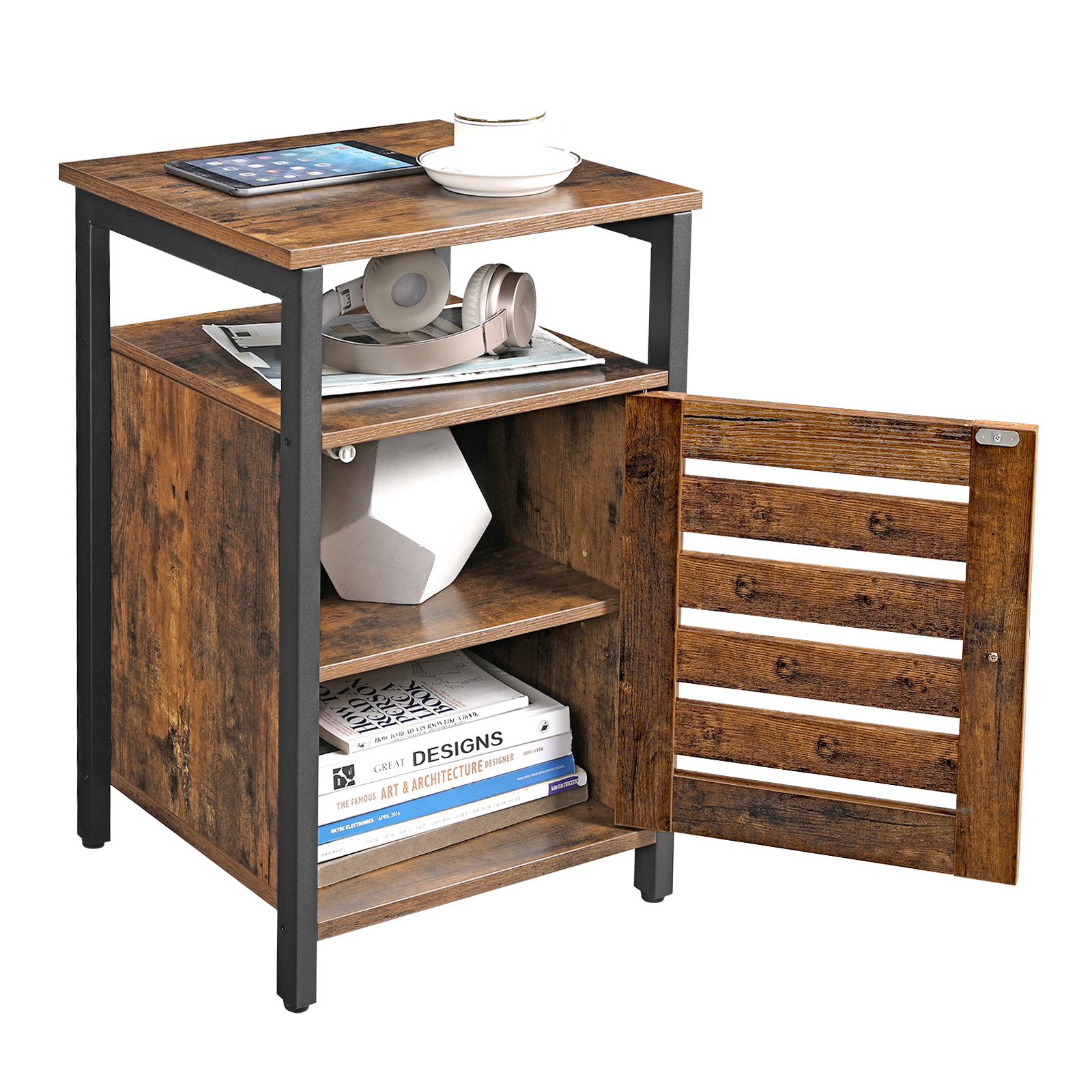 Mesa de cabeceira simples e moderna em madeira, armário de cabeceira  criativo, armário de armazenamento em couro de 360 ​​°, embrulho artístico,  mesa