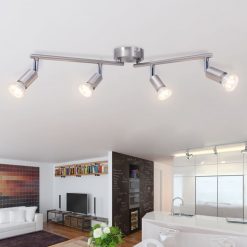 Candeeiro de teto com 4 focos LED em níquel acetinado
