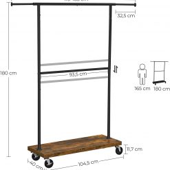 Porta Cabides 2 varas estilo industrial