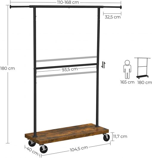 Porta Cabides 2 varas estilo industrial