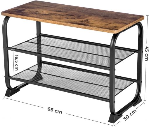 sapateira Design industrial 2 prateleiras Armação arredondada