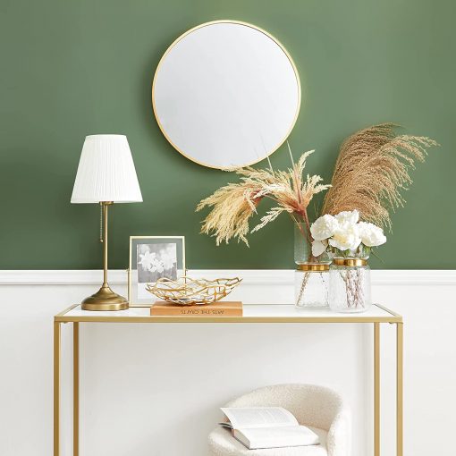 Mesa de Consola Dourada com Tampo Branco