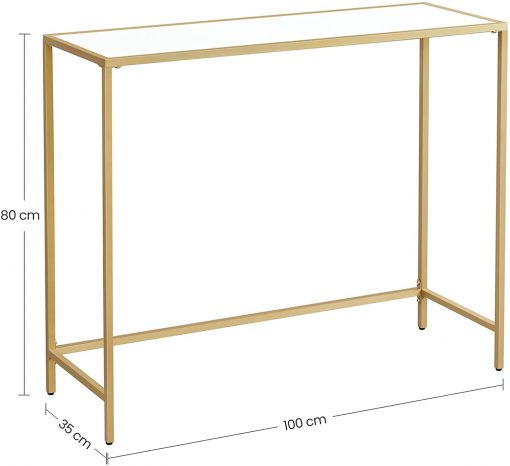 Mesa de Consola Dourada com Tampo Branco - Image 4