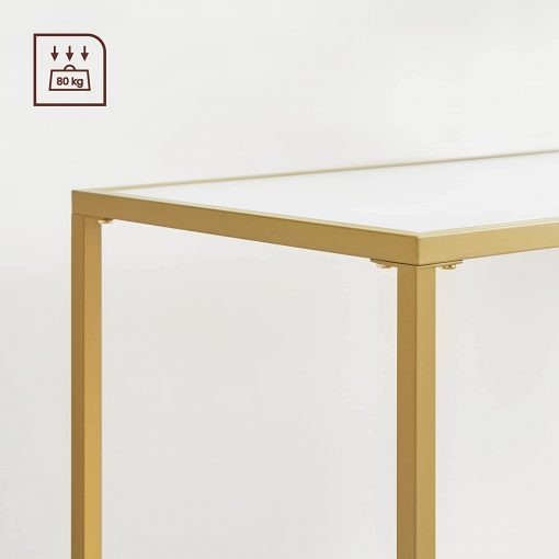 Mesa de Consola Dourada com Tampo Branco - Image 5