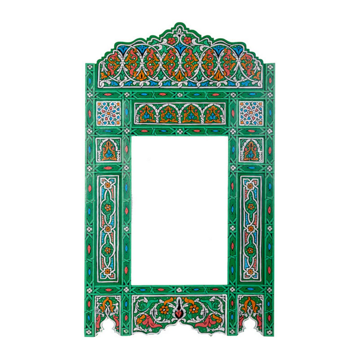 Moldura de Espelho de Madeira Marroquina - Verde - 118 x 68 cm
