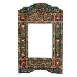 Moldura de Espelho de Madeira Marroquina - Verde Vintage - 100 x 61 cm