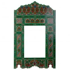 Moldura de espelho de madeira marroquina - Verde Vintage - 118 x 68 cm