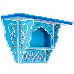 Prateleira suspensa de madeira marroquina - Céu Azul - 48 x 26 x 10 cm