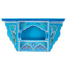 Prateleira suspensa de madeira marroquina - Céu Azul - 48 x 26 x 10 cm
