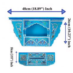 Prateleira suspensa de madeira marroquina - Céu Azul - 48 x 26 x 10 cm