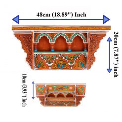 Prateleira suspensa de madeira marroquina - Laranja - 48 x 26 x 10 cm