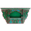 Prateleira suspensa de madeira marroquina - Verde - 48 x 26 x 10 cm